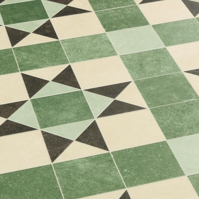 Felt Back Cushion Vinyl Flooring In Victorian Green Tile Design For Kitchens And Bathrooms Atkinson