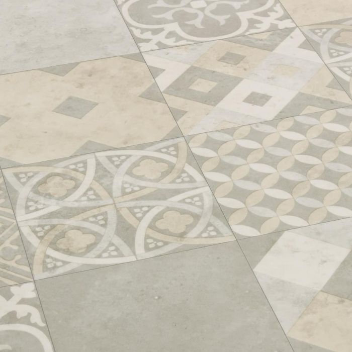 Patterned Tile Effect Vinyl Flooring In Mixed Stone Design For Kitchens And Bathrooms Avorio