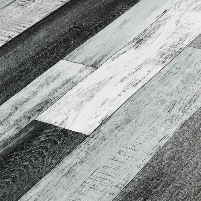 Silver, Grey And Black Wood Effect Vinyl Flooring Or Kitchens And Bathrooms In Metallic Design