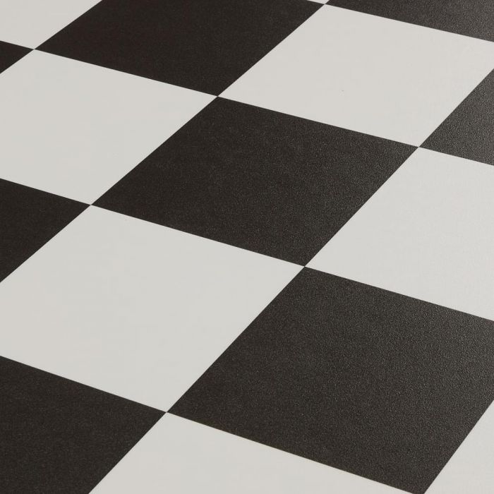Black And White Checkerboard Cushioned Vinyl Flooring Sheet Lino For Kitchens And Bathrooms