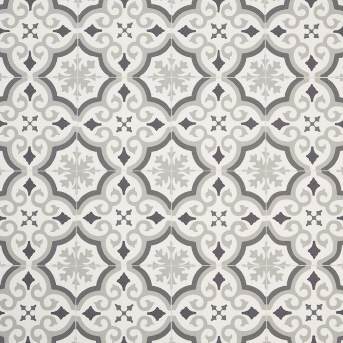 Patterned Sheet Vinyl Flooring In Grey Spanish Tile Design For Kitchens And Bathrooms