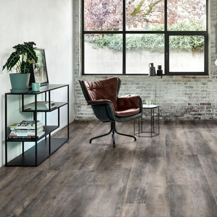 country oak 54945 distressed grey wood effect rigid click lvt flooring planks for use in kitchens, hallways and dining rooms
