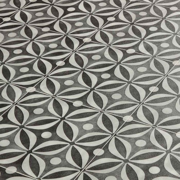 Onyx Black Vinyl Flooring Cement Tile Pattern For Homes, Kitchens, Bathrooms, Hallways