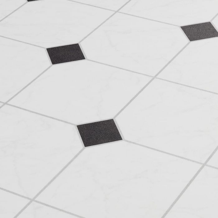 Black And White Keystone Style Cushioned Vinyl For Kitchen Areas And Halways Scapa 597