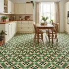 Bottle Green Tile Effect Vinyl Flooring Sheet In Victorian Design With A Smooth Surface Finish