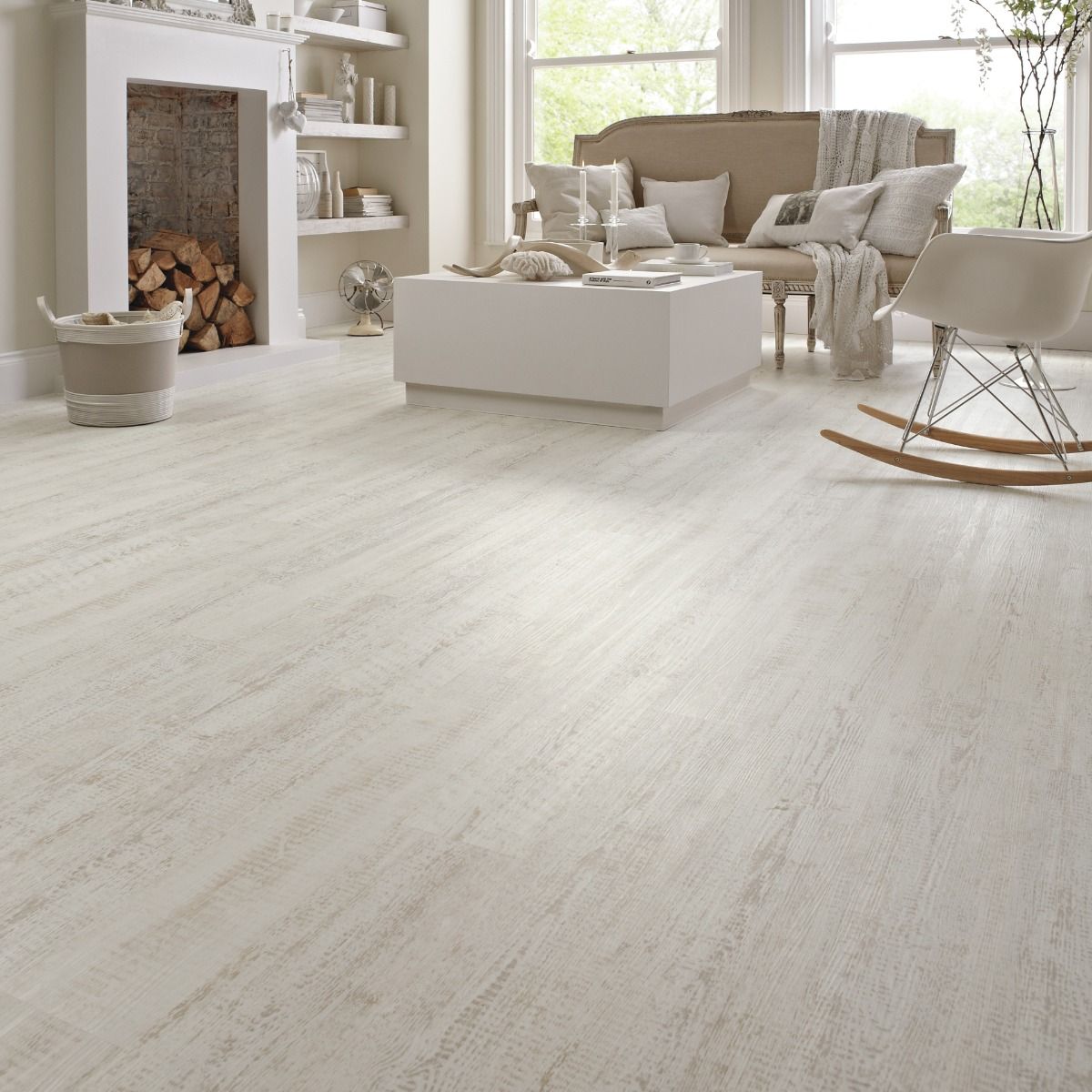 WHITECARBON　ホワイトカーボン　ユニロック12.5 ゴースト使用 Knight Tile Rigid Core White Painted Oak | Best4Flooring