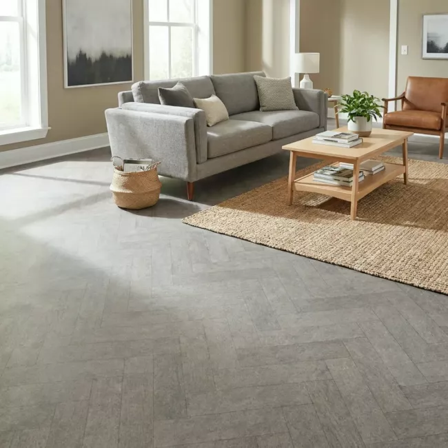 Arizona Brushed Stone Parquet Felt Back Vinyl Flooring