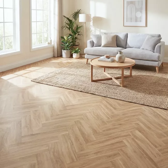 Arizona Fresh Oak Parquet Felt Back Vinyl Flooring