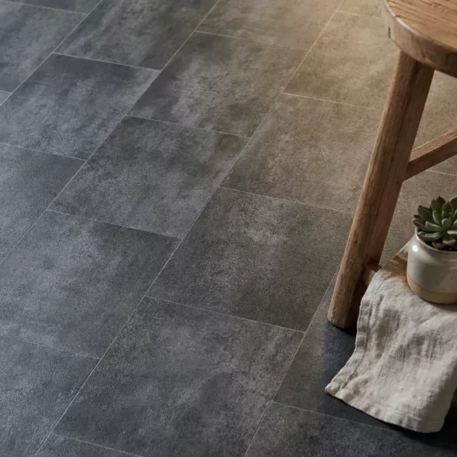 Arizona Honed Black Slate Felt Back Vinyl Flooring