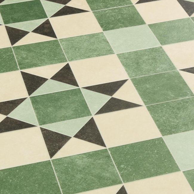 Felt Back Cushion Vinyl Flooring In Victorian Green Tile Design For Kitchens And Bathrooms Atkinson