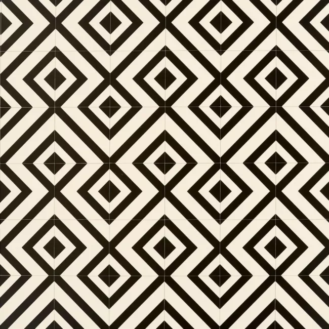 Cairo 01 Egyption Art Deco Geometric Black And White Patterned Sheet Vinyl Lino Flooring In Hallway