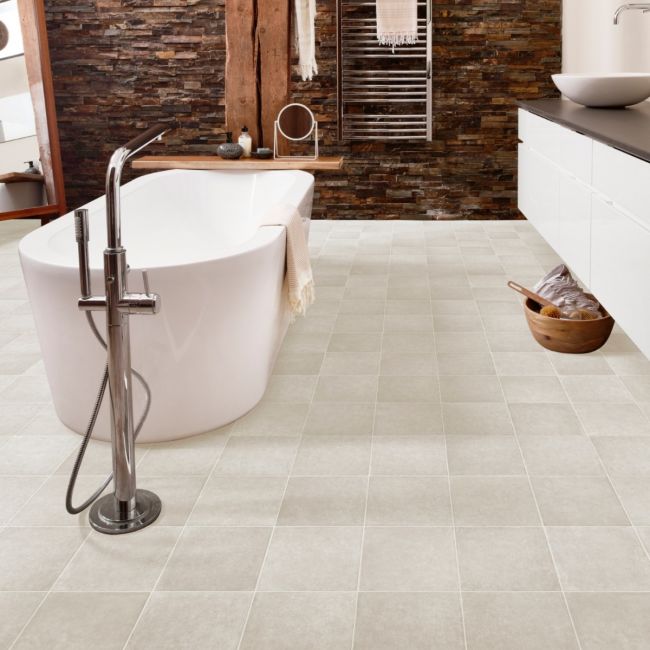 Classique Alabaster Tile Sheet Vinyl Flooring