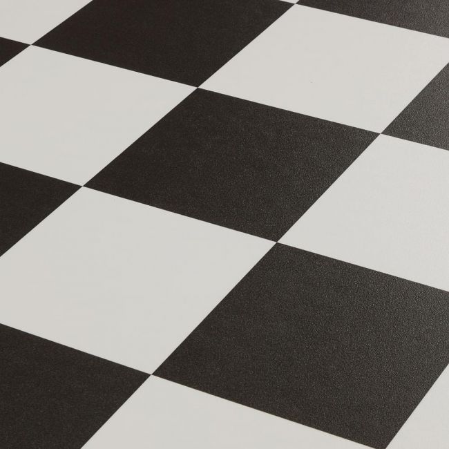 Black And White Checkerboard Cushioned Vinyl Flooring Sheet Lino For Kitchens And Bathrooms