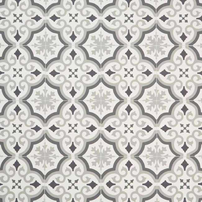 Patterned Sheet Vinyl Flooring In Grey Spanish Tile Design For Kitchens And Bathrooms