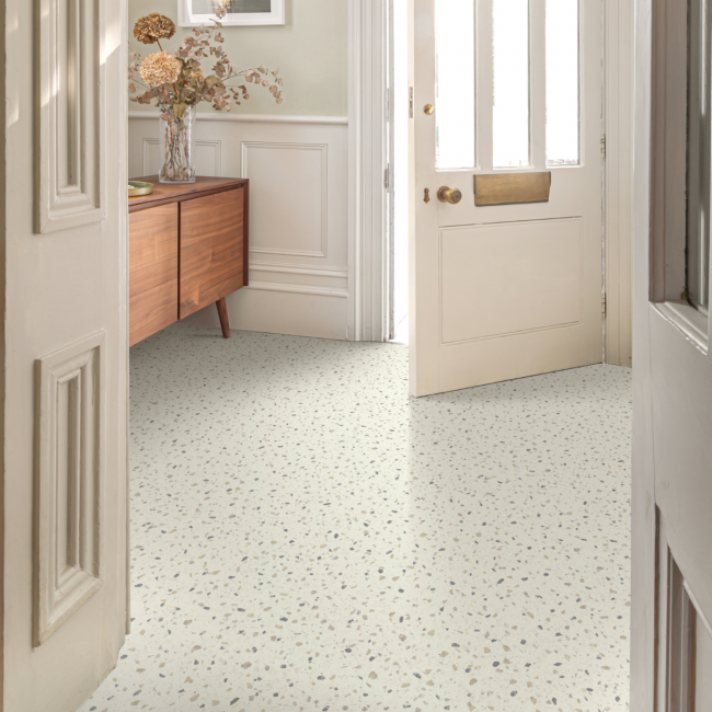 Latte Fiastra Terrazzo Vinyl Flooring Roll