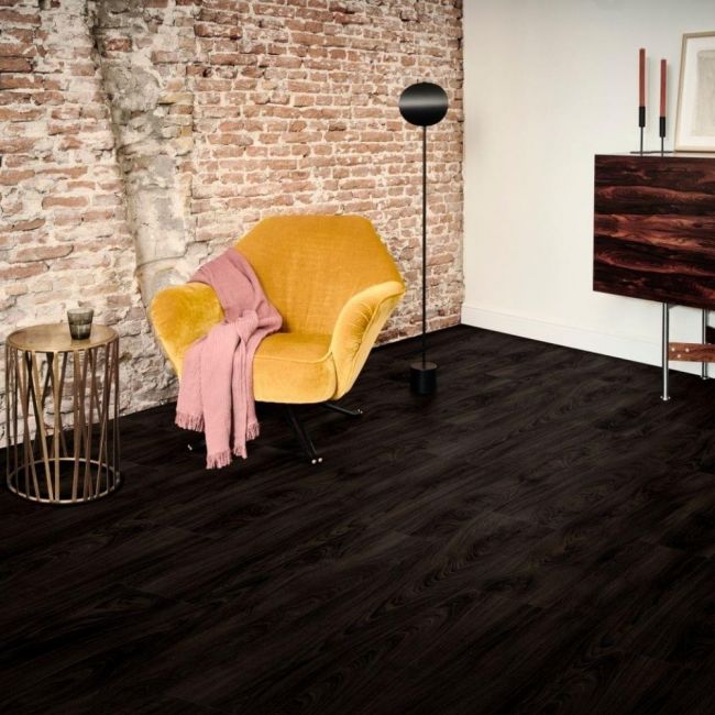 dark brown oak design rigid click lvt for kitchens, bathrooms and dining rooms layred laurel oak 51992