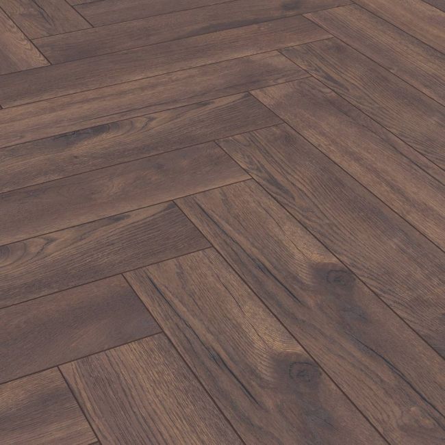 New Forest Dark Oak Laminate Herringbone Flooring