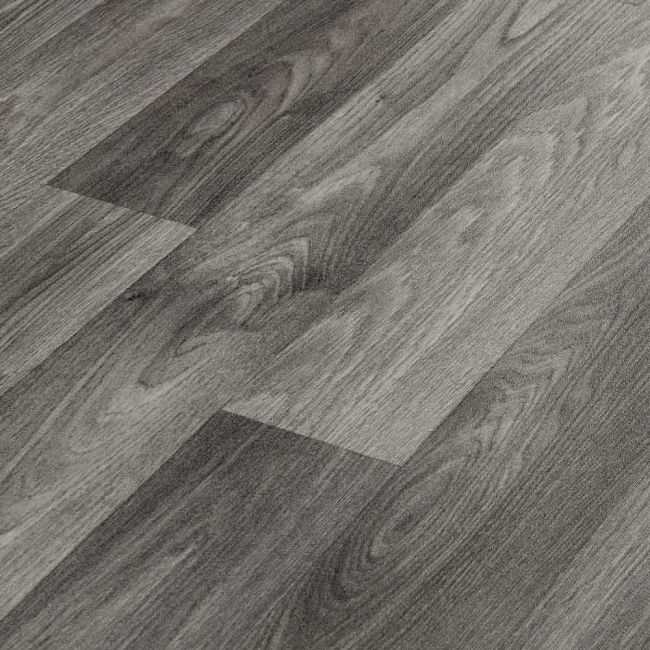 Dark Grey Wood Effect Cushioned Lino With Thick Foam Backing For Kitchens And Hallways Nimes 594