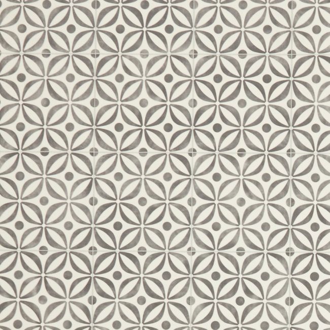 Cement Tile Design Cushioned Vinyl Flooring Sheet Pearl Grey