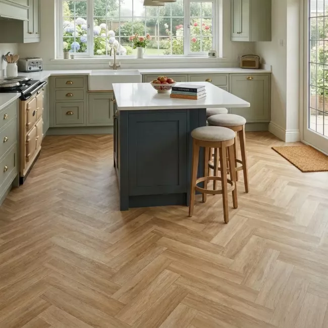 Spectrum Ashwell Oak Herringbone Sheet Vinyl Flooring