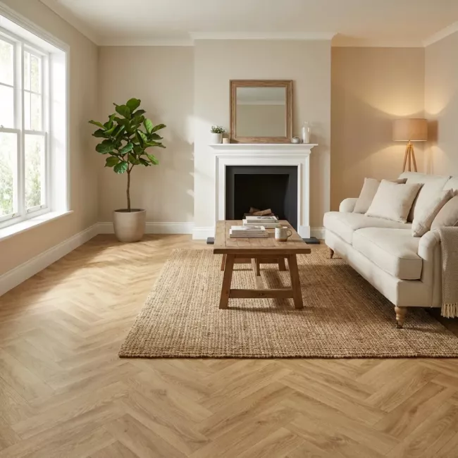 Spectrum Buckden Light Oak Herringbone Sheet Vinyl Flooring