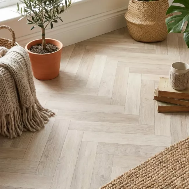Spectrum Ketton Oak Herringbone Sheet Vinyl Flooring