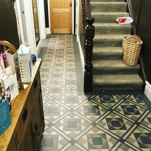 hand cut and bevelled Moduleo entranceway flooring