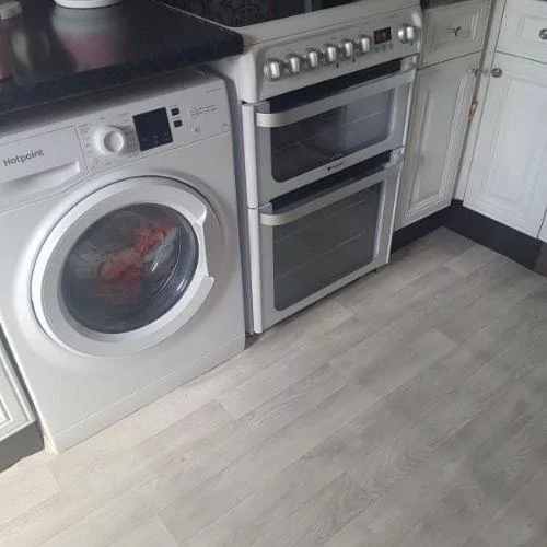 light wood effect sheet vinyl kitchen