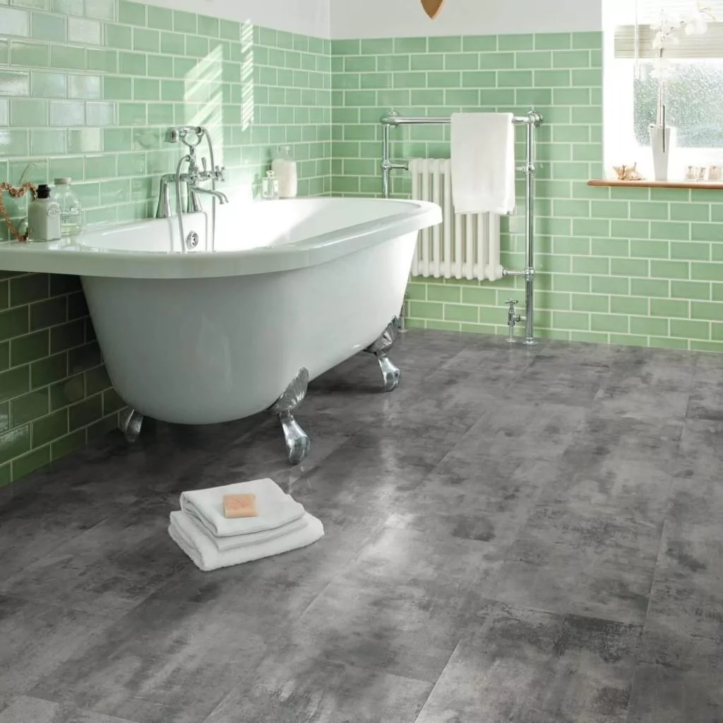 Urban Metalstone Universal Click Grey Vinyl Flooring Grey Metalstone Vinyl Flooring in bathroom