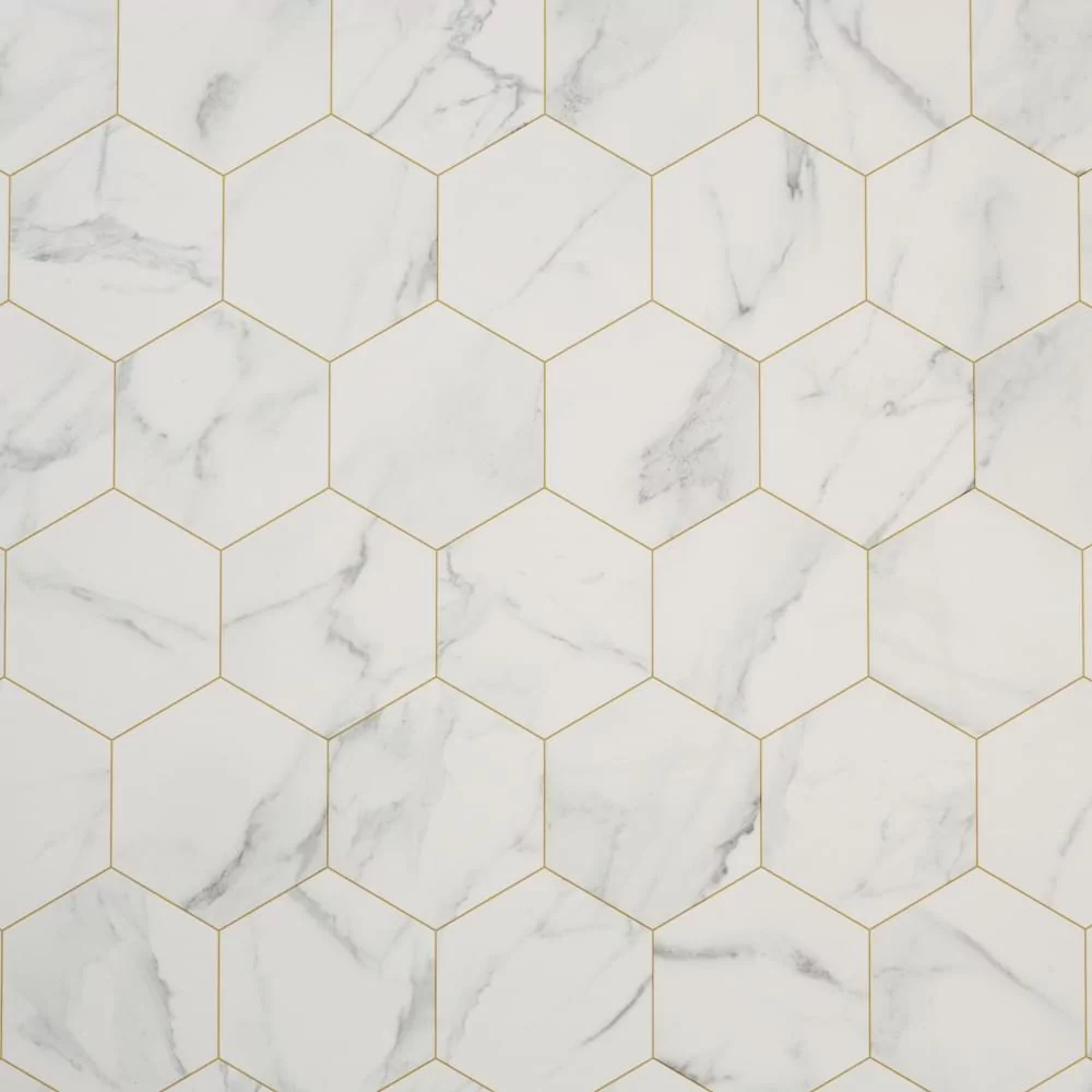 Carrara Bianca Esagono Sheet Vinyl Flooring