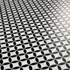 Black And White Bertie Tile Design Vinyl Flooring Sheet For Kitchens And Bathrooms