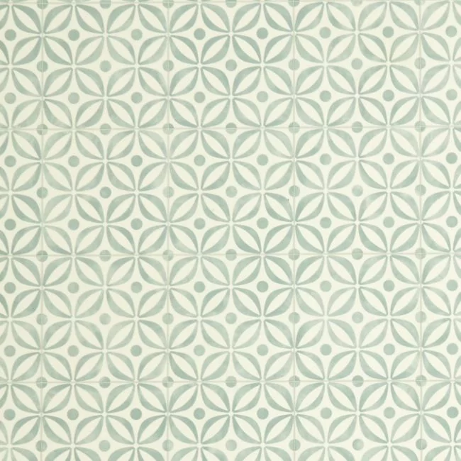 Cement Tile Design Cushioned Vinyl Flooring Sheet Agate Green