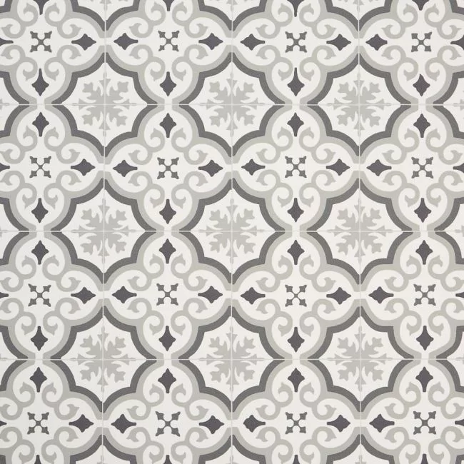 Patterned Sheet Vinyl Flooring In Grey Spanish Tile Design For Kitchens And Bathrooms