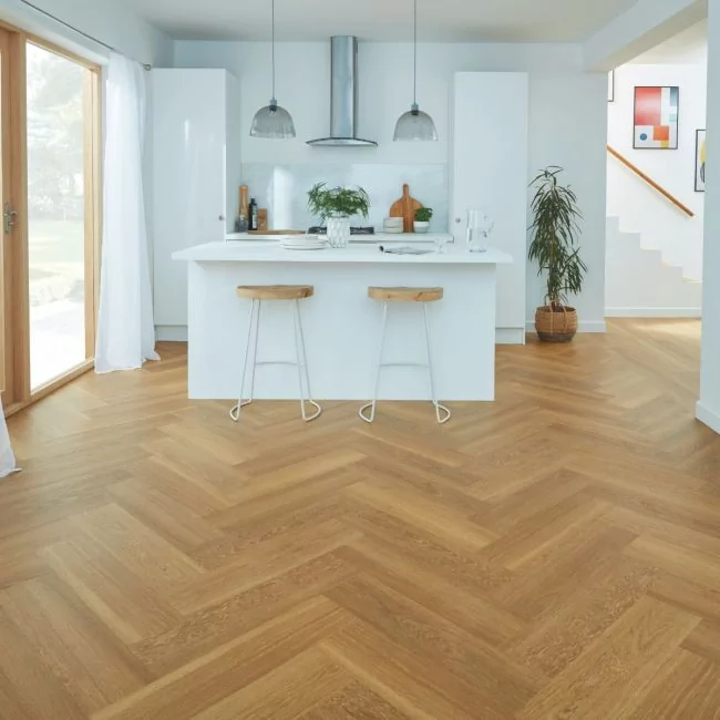 Karndean Van Gogh Golden Brushed Oak SM-VGW122T Herringbone Vinyl Flooring