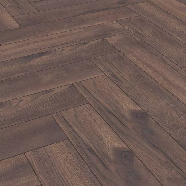 New Forest Dark Oak Laminate Herringbone Flooring