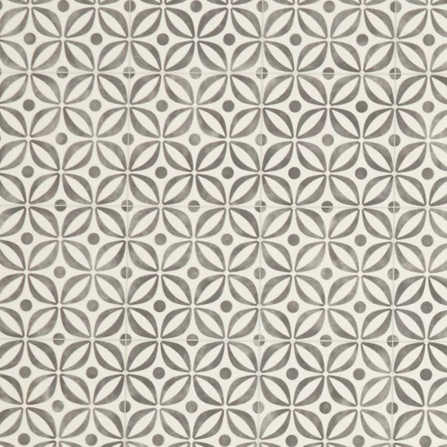 Cement Tile Design Cushioned Vinyl Flooring Sheet Pearl Grey