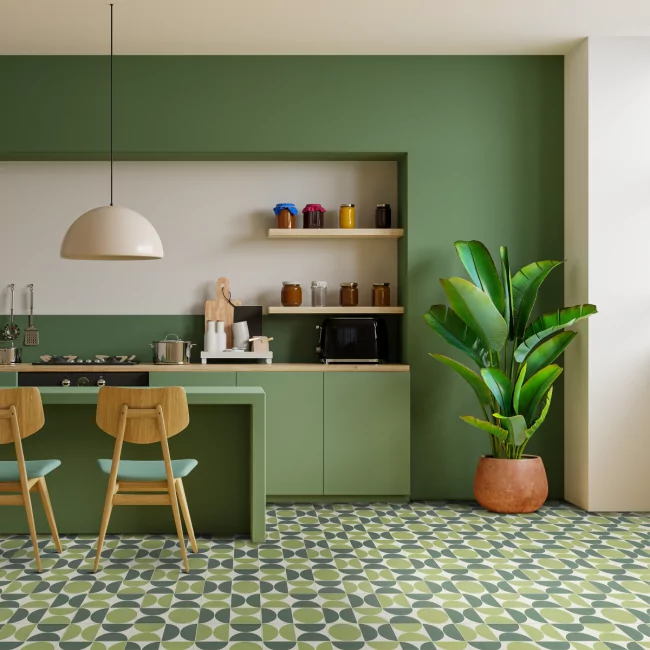 Popart Avocado Green Sheet Vinyl Flooring