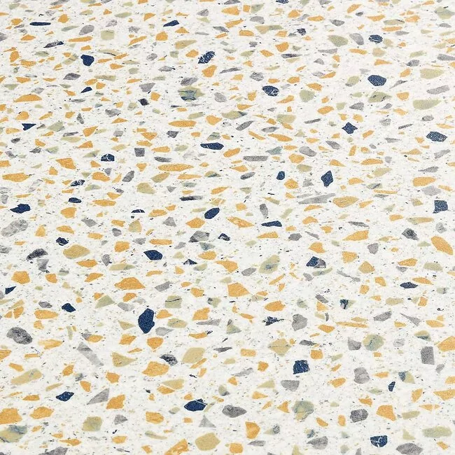 Terrazzo Blue Orange Yellow Vinyl Flooring Sheet - Blue Granite 583