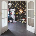 parquet style laminate flooring planks for hallways, dining rooms and bedrooms in dark grey colour with bevelled edges chateau charme black