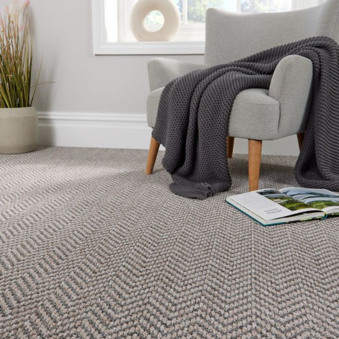 Pattern Play Greige Zigzag Loop Pile Carpet