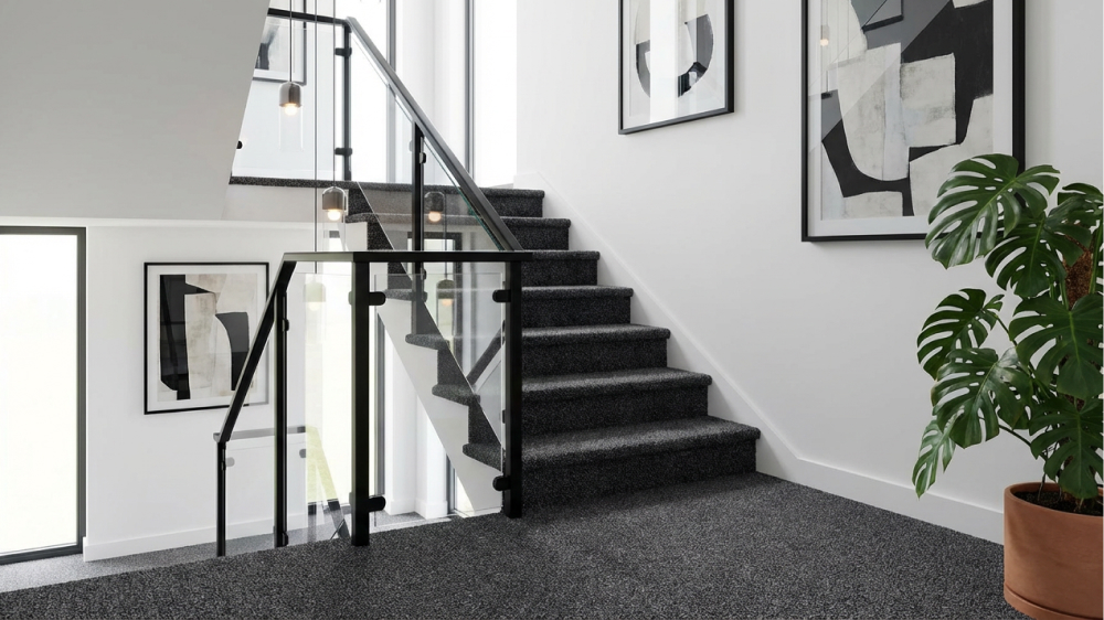 Stockport Coal Sack Carpet on Stairs