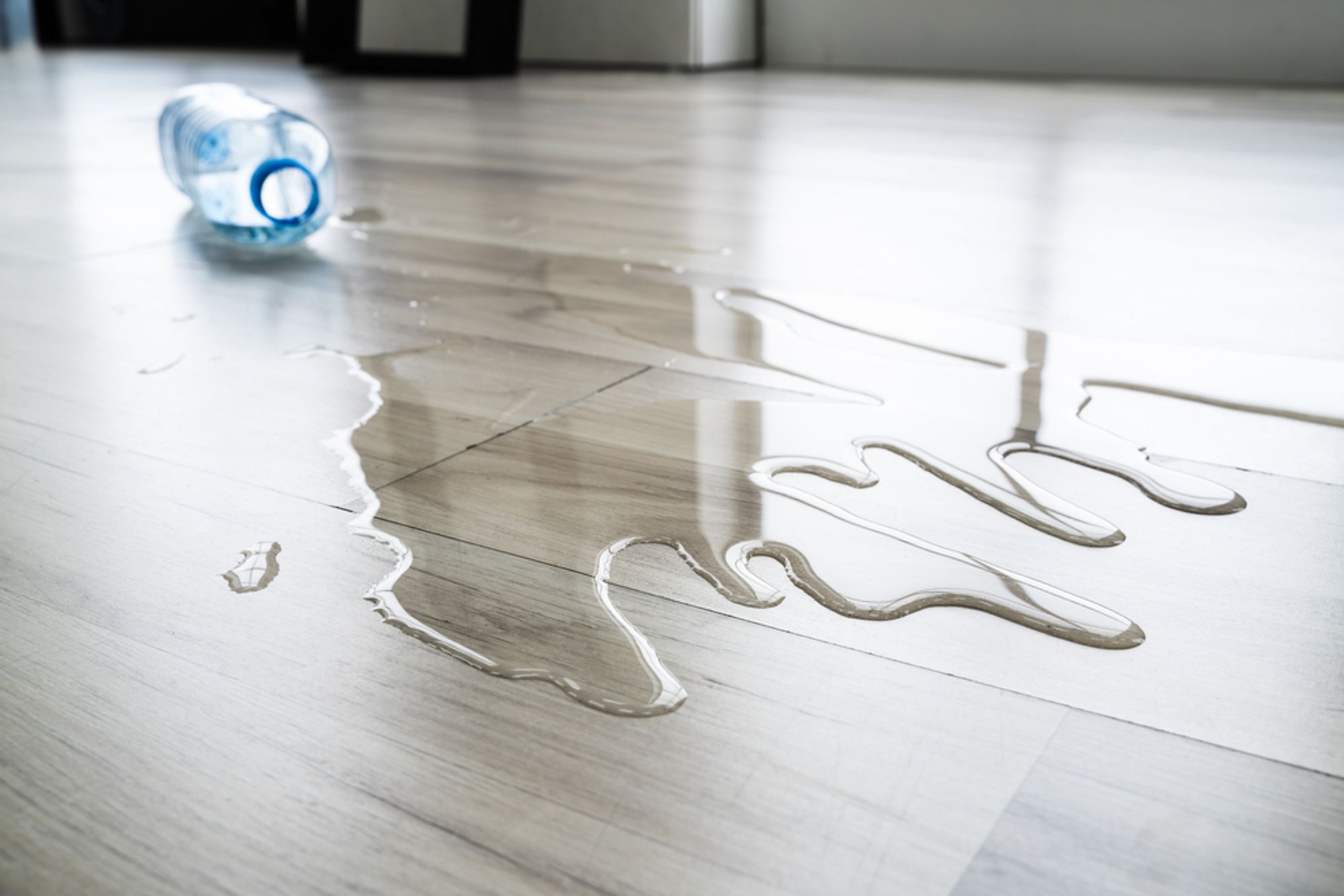 Water damage on luxury vinyl flooring 